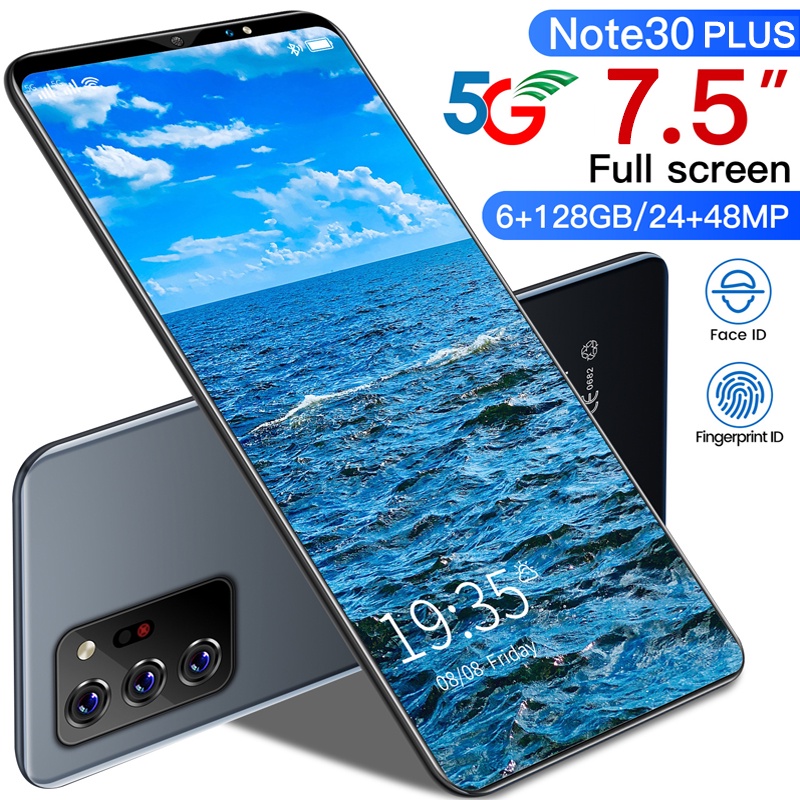 Điện thoại Note30 Plus Điện thoại 7.5inch 12+512GB hoàn toàn mới Bộ nhớ lớn HD toàn màn hình Android Dual Sim Điện thoại
