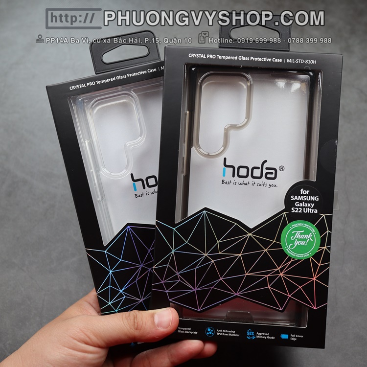 Ốp chống sốc Hoda Crystal chính hãng Galaxy S23 Ultra / S22 Ultra:
