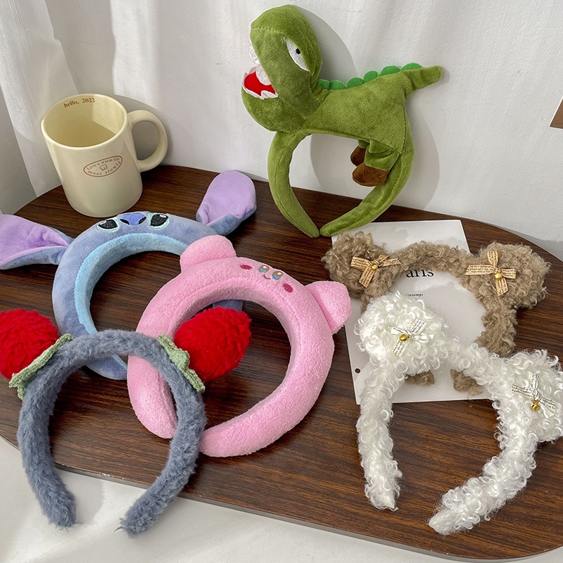 Băng Đô Cài Tóc Vải Nhung Hình Tai Gấu Dễ Thương