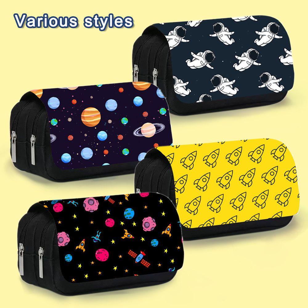 LAKAMIER Túi Đựng Bút Bằng Vải Canvas Hai Lớp Họa Tiết Dễ Thương