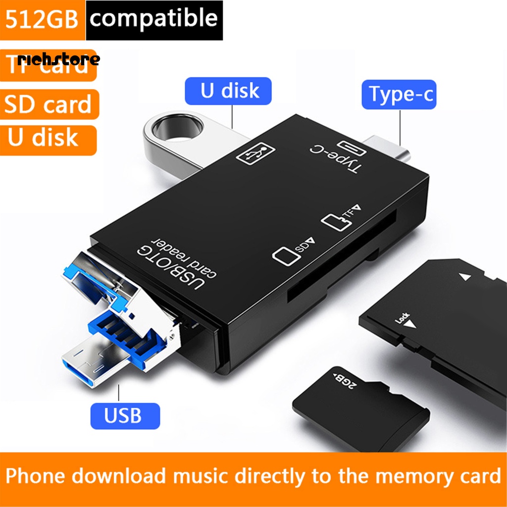 Đầu Đọc Thẻ Nhớ USB 2.0 Type-c Micro-SD TF Đa Năng 3 Trong 1 | BigBuy360 - bigbuy360.vn