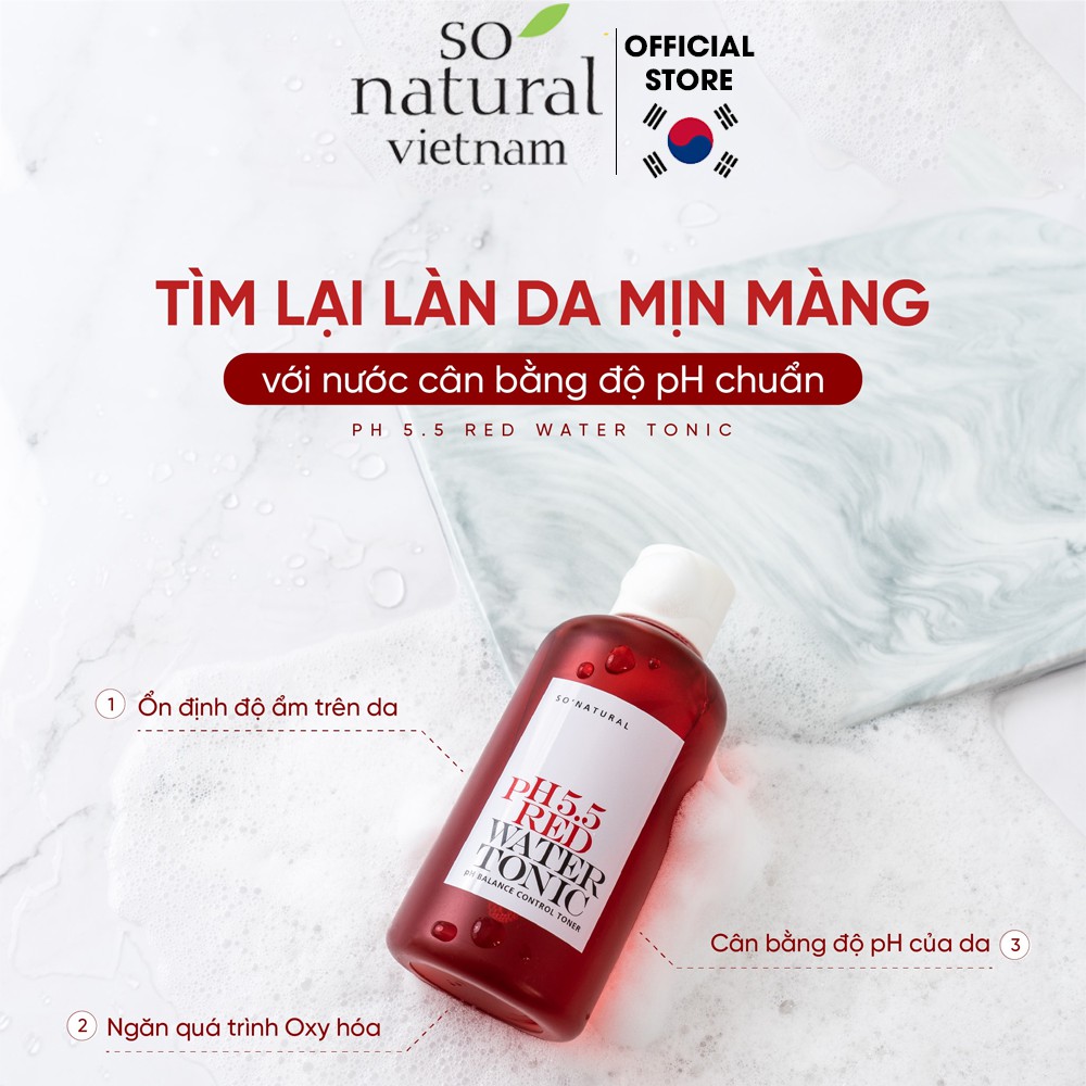 Nước Hoa Hồng Cấp Ẩm Cho Mọi Làn Da So Natural Red Peel PH 5.5 Red Water Tonic Toner 250ml Chính Hãng Hàn Quốc