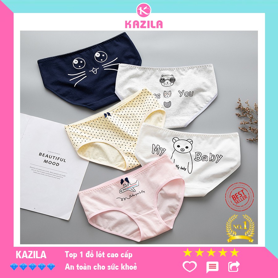 Quần lót Teen nữ dễ thương nhiều hoạ tiết, Quần lót nữ cotton kháng khuẩn Kazila QLT11