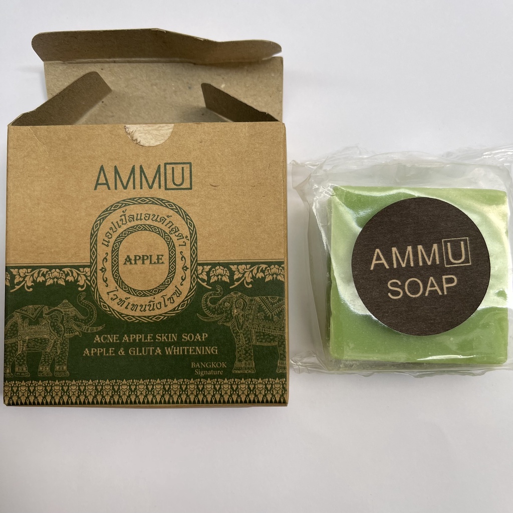 Xà phòng tắm rửa mặt trắng da Thái Lan AMMU làm mờ thâm,giảm mụn lưng 65g chiết xuất hoa hồng, quả táo thiên nhiên