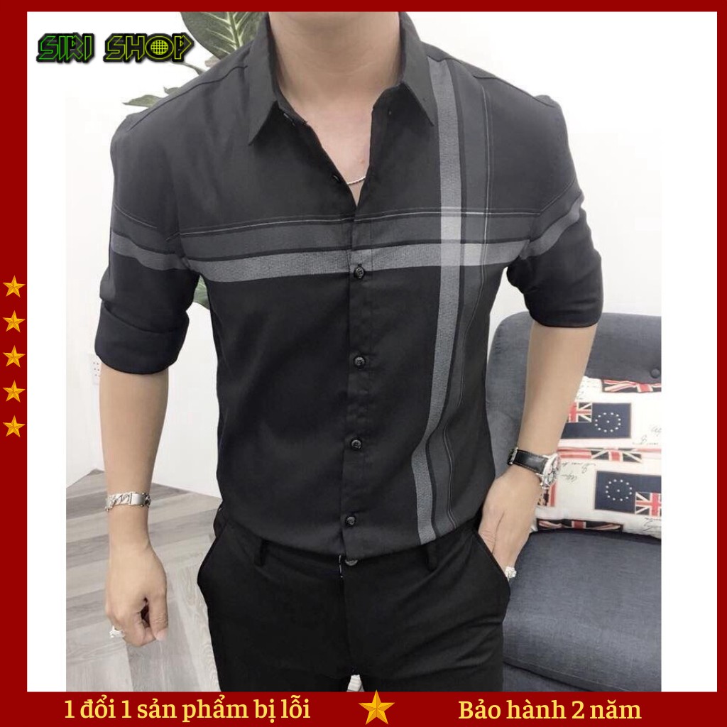 Áo sơ mi nam dài tay 💖FREESHIP💖 Áo sơ mi phối hoạ tiết sọc cao cấp cực đẹp_SIRI SHOP