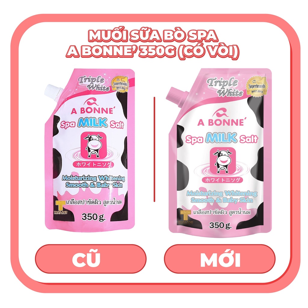 Muối Tăm Sữa Bò A Bonne - Tẩy Tế Bào Chết Body Và Mặt Thái Lan Hương Sữa Tươi 350g