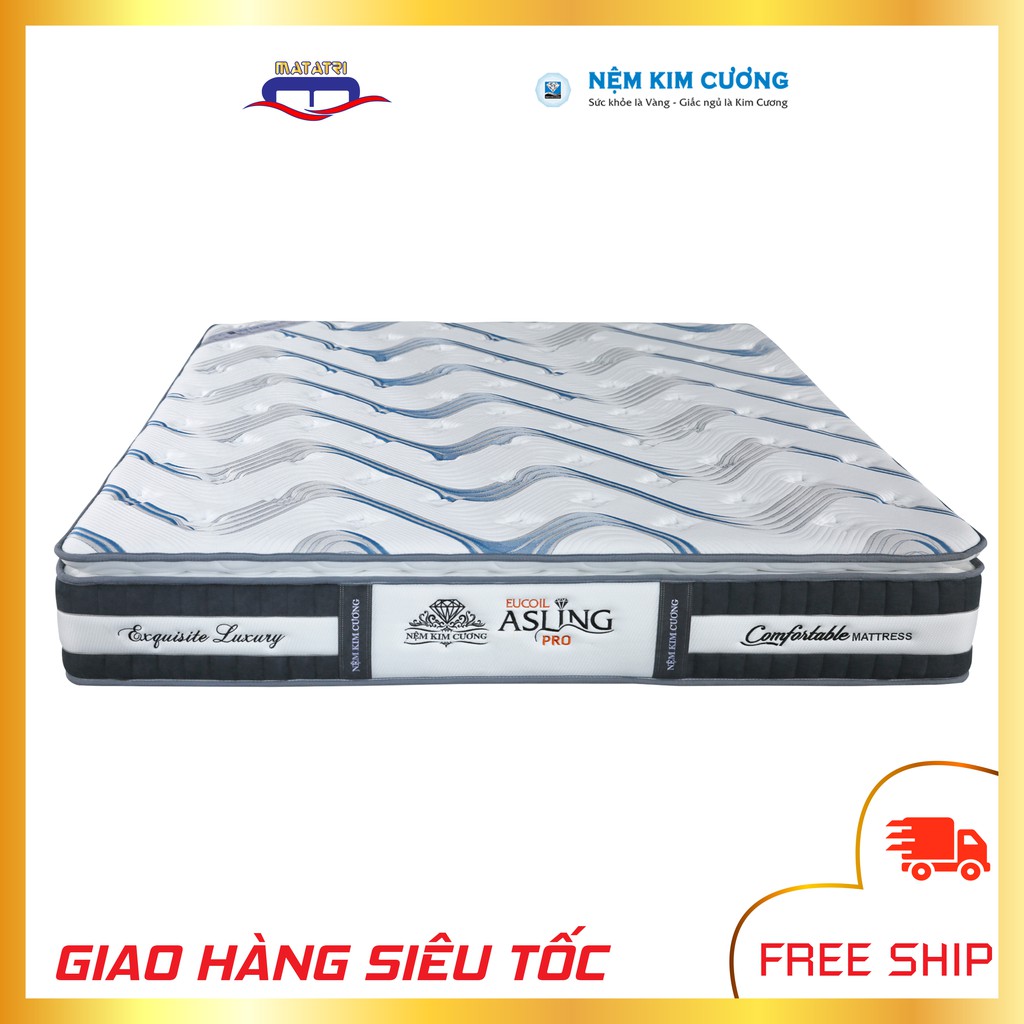 Nệm lò xo túi độc lập tinh chất lô hội chính hãng đệm Kim Cương Asling Pro cao 28 cm.