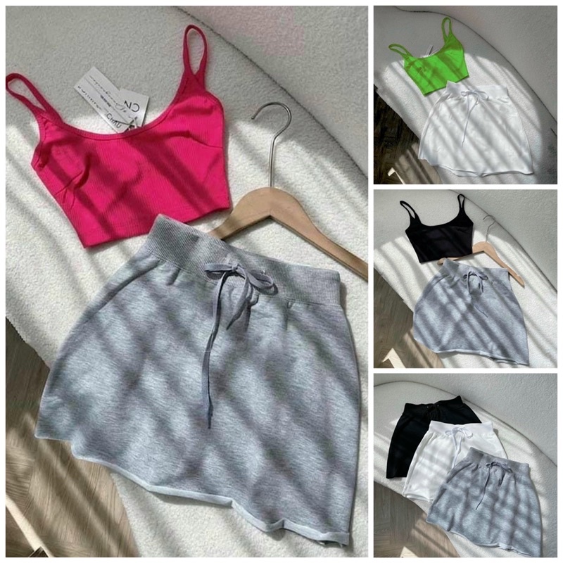 [Mã 152FASHIONSALE giảm 12% đơn 99K] Set 2 món áo dây chân váy có lót trong form chữ A