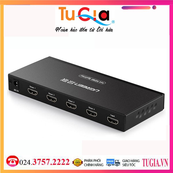 [Mã 254ELSALE giảm 7% đơn 300K] Bộ chia HDMI 1 vào 4 ra hỗ trợ video 12bit1080p1920*1200 40202 Ugreen-Hàng Chính Hãng