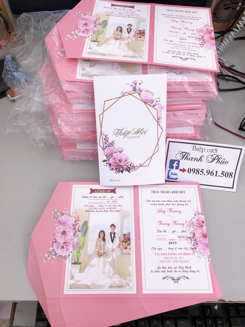 THIỆP CƯỚI HOA ĐÀO