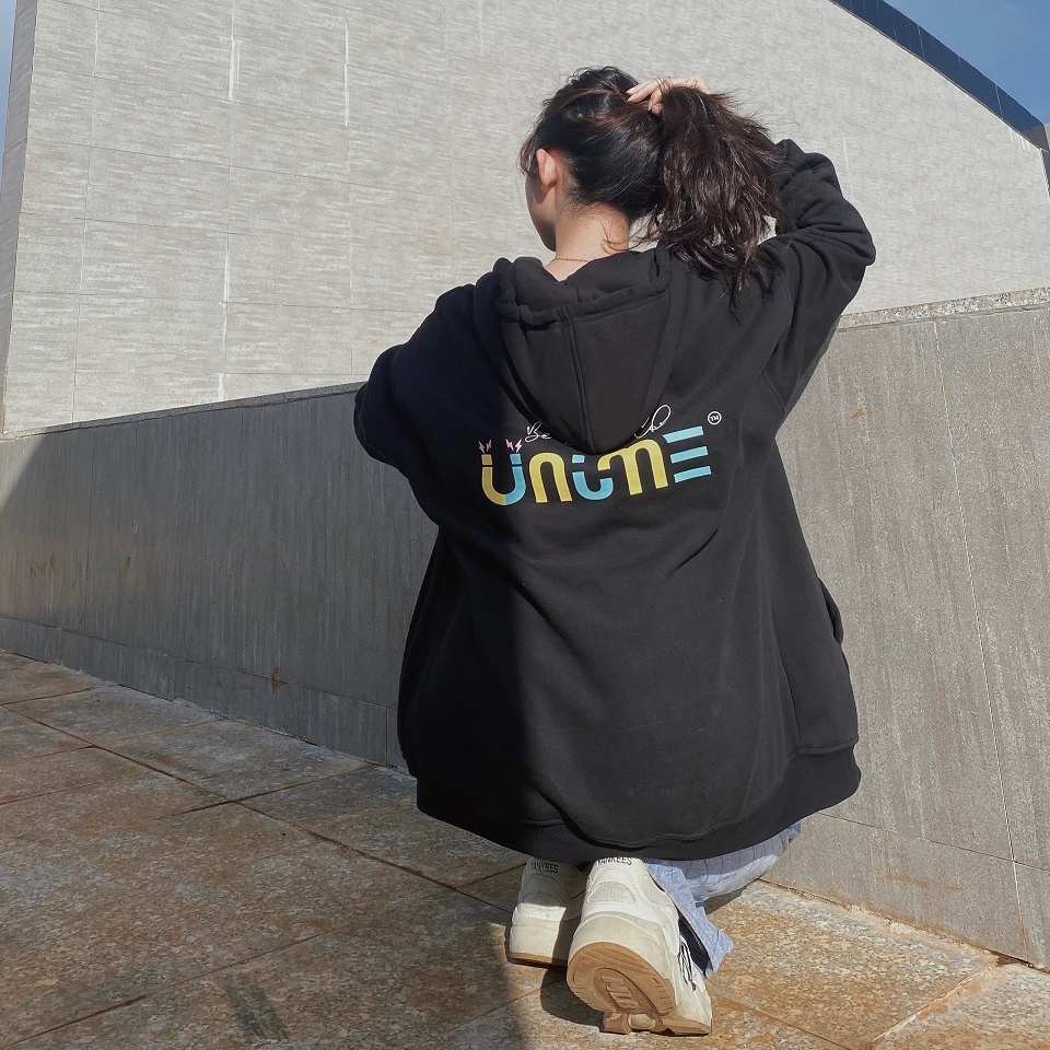 Áo khoác dây kéo Unime Hoodie Zip Flex 1.0 - Màu Đen