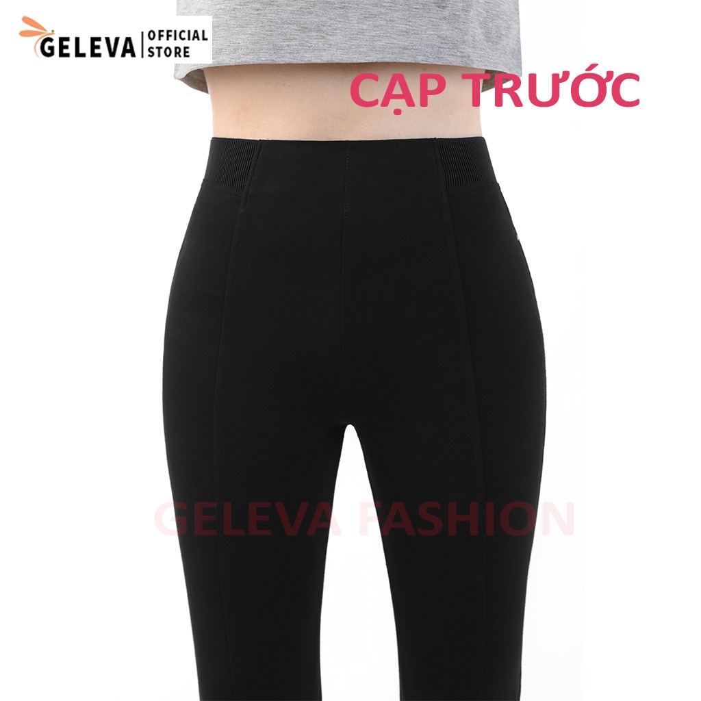 Quần legging nữ dài có 2 gân trước ôm bó vải cotton Geleva LEG423