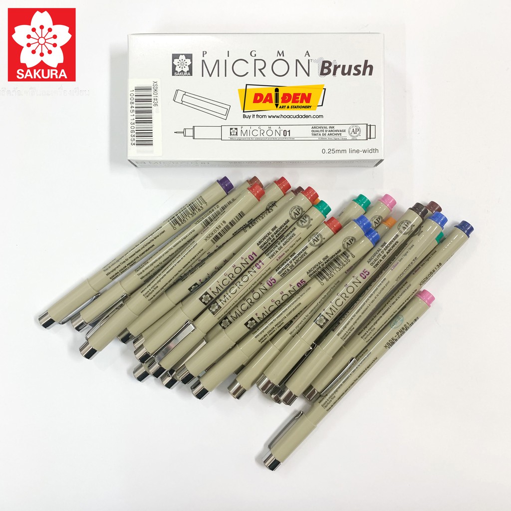 [DA ĐEN] Bút Line Màu Sakura Micron Pigma Brush Kháng Nước Chính Hãng