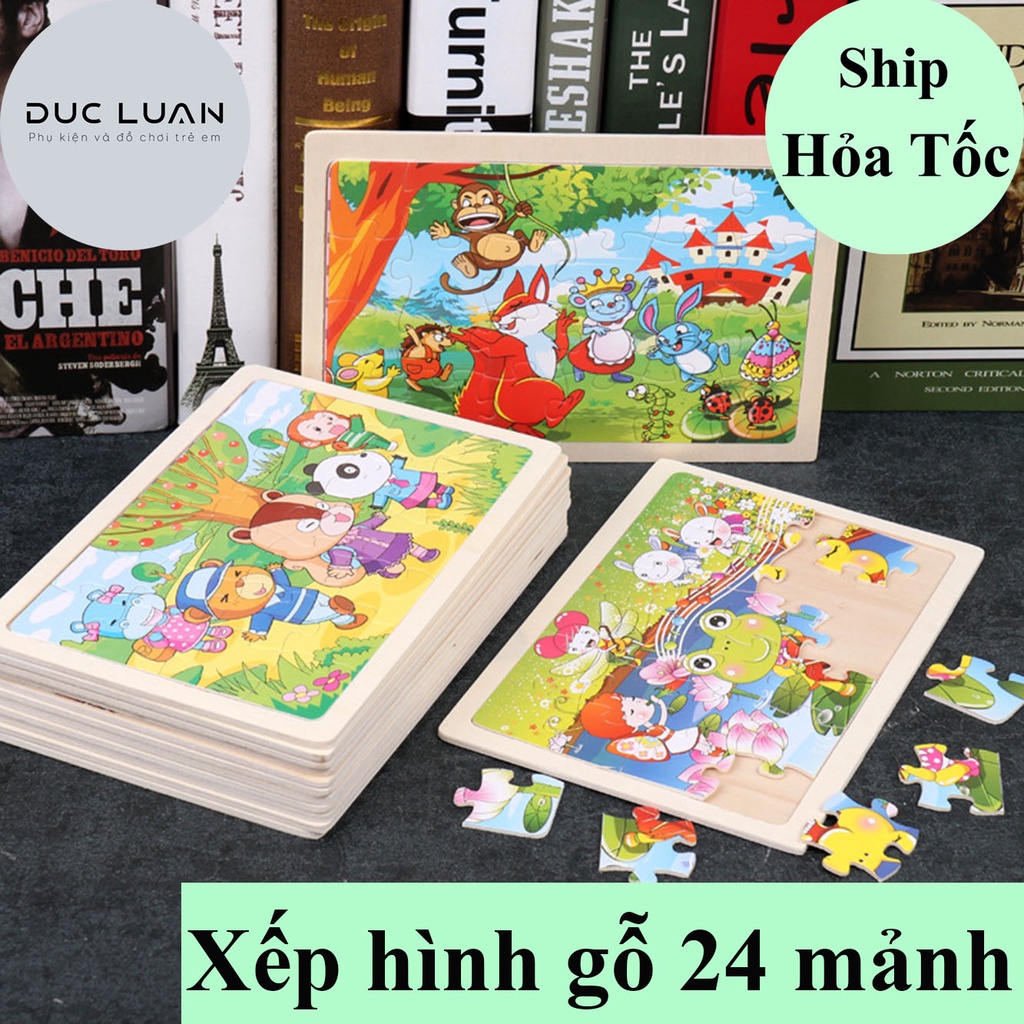 ⭐SHOP mói bán lỗ⭐ Đồ chơi gỗ xếp hình 23x14cm, 24 mảnh - đồ chơi xếp hình thông mình cho bé 3 tuổi