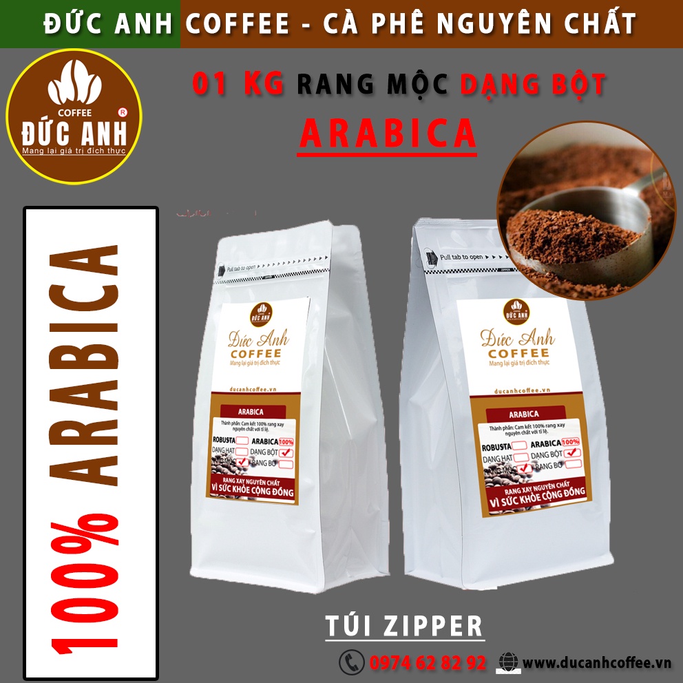 Combo 1KG dạng BỘT cà phê pha phin ( 500gr Robusta + 500gr Arabica) - cà phê rang mộc nguyên chất - ĐỨC ANH COFFEE