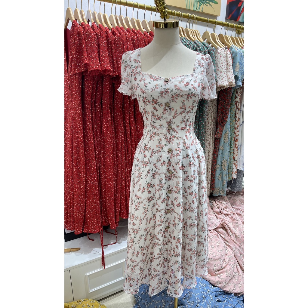 D092 VÁY TRẮNG HOA HỒNG