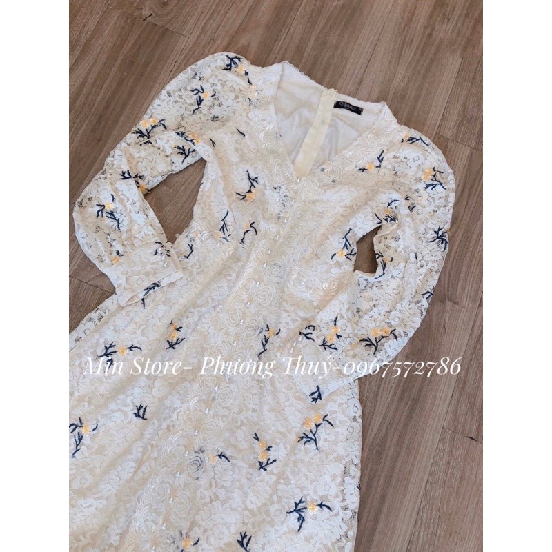 Váy ren thêu hoa cúc ngọc