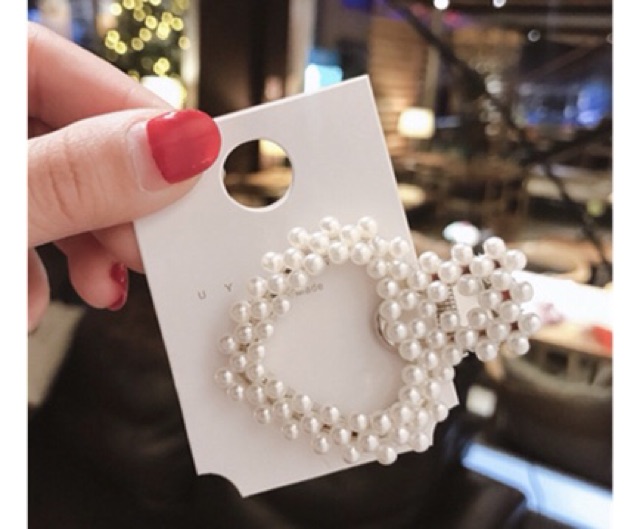 Kẹp tóc đính hạt trắng dày dặn siu đẹp- mã 22