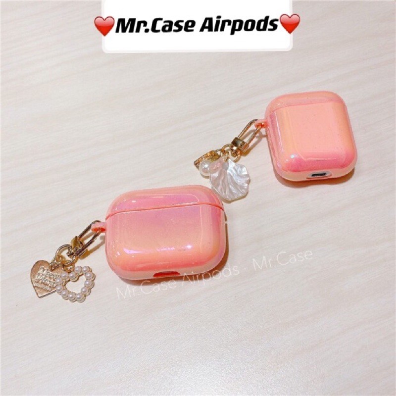 Vỏ bọc bảo vệ màu ánh ngọc trai màu hồng cho hộp sạc tai nghe Airpods 1 / 2 Pro - Mr.Case Airpods