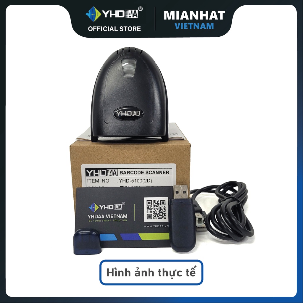 Máy quét mã vạch không dây YHD 5100 1D 2D, Đầu đọc mã vạch Barcode Qrcode kết nối xa dùng trên Máy tính, Laptop