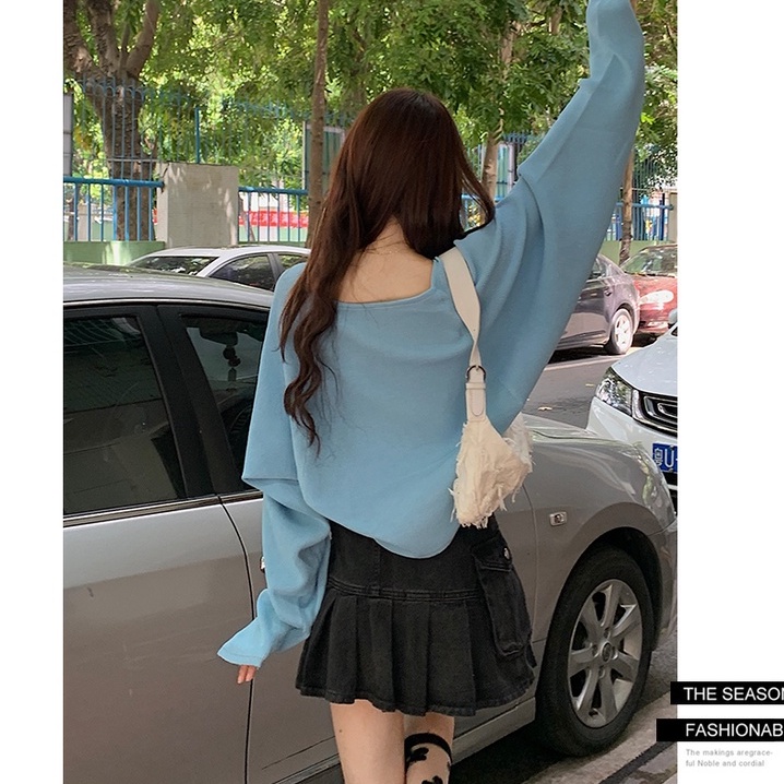Set Áo Hai Dây + Áo Khoác Cardigan Dệt Kim Tay Dài Dáng Rộng Phong Cách Thời Trang Hàn Quốc