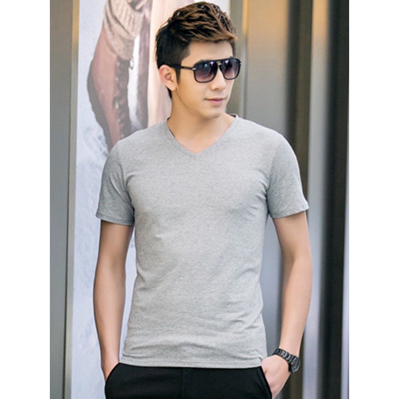 Combo 2 Áo Thun Cổ Tim Nam Body Vải Cotton Mặc Mát Dễ Phối Đồ Không Xù Long