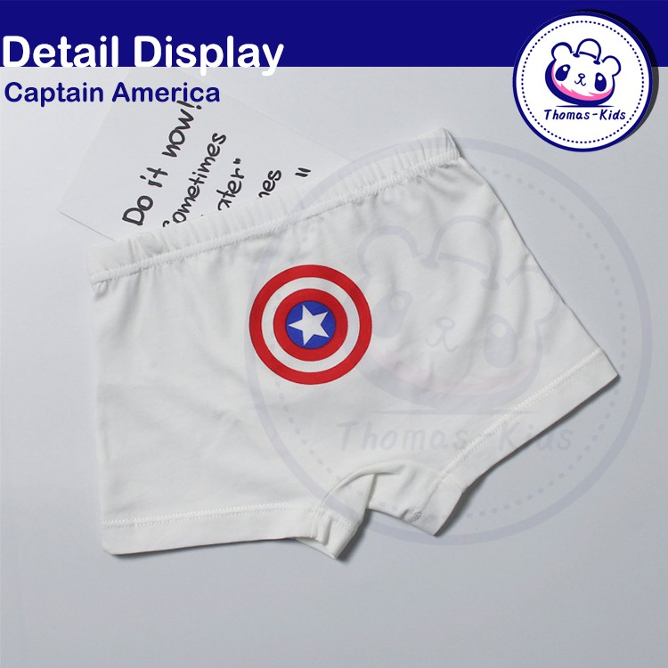 Set 5 quần lót Boxer hình người nhện Captain America thời trang B112 3-12Y
