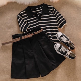 [Ảnh thật] ÁO POLO CROPTOP CỔ V LEN