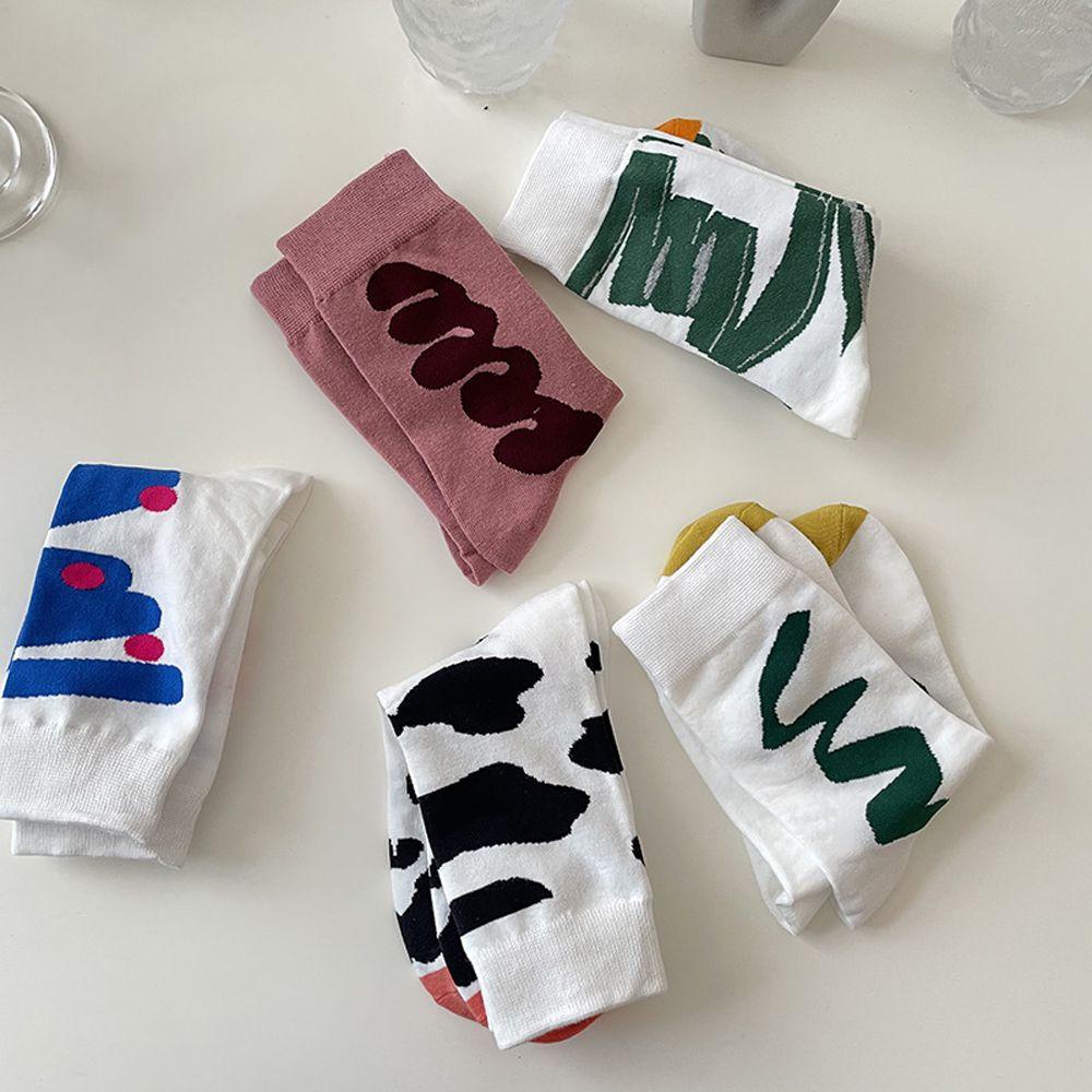 AROMA Vớ Cotton Họa Tiết Graffiti Hàn Quốc Đáng Yêu Cho Nữ