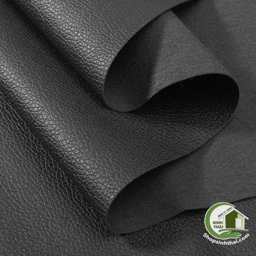 Vải da simili PVC Khổ 1,4m - vải giả da may túi, làm dép, bọc ghế sofa - màu đen có vân
