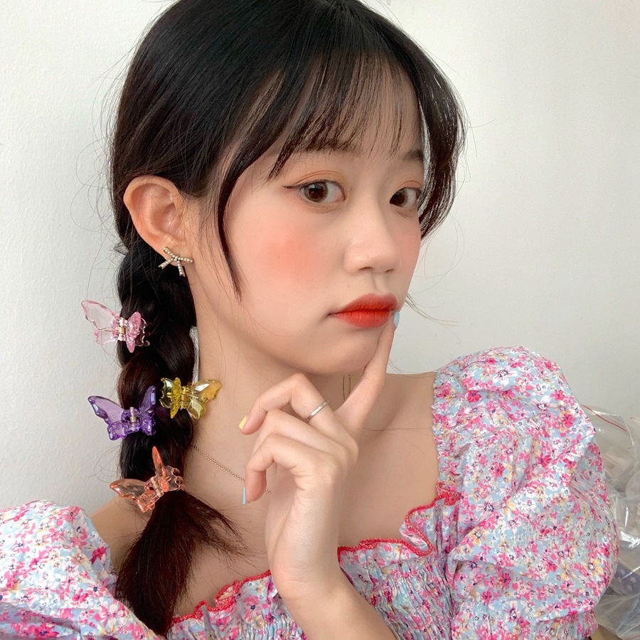 Kẹp Tóc Hình Bướm Acrylic Trong Suốt Phong Cách Hàn Quốc Cổ Điển Thời Trang Cho Nữ