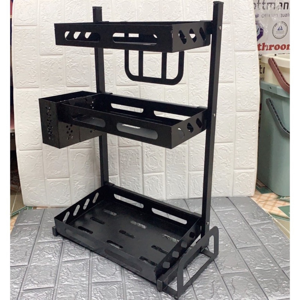 KỆ GIA VỊ SẮT ĐEN 3 TẦNG Sơn Tĩnh Điện chống rỉ