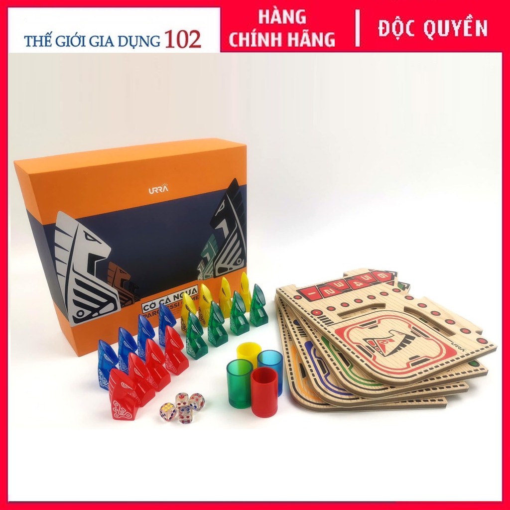 [FREESHIP] Bộ cờ cá ngựa Ludo Genghis (Bàn cờ ghép) URRA Toys - Made in Vietnam, handmade 100%