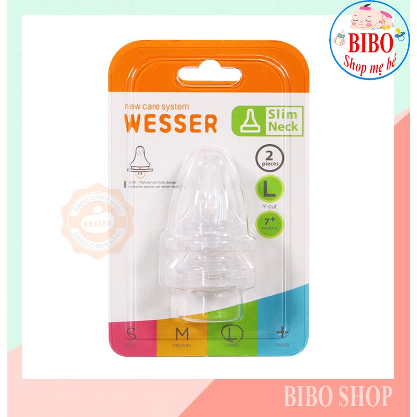 LẺ/ SET VỈ 2 NÚM VÚ CỔ HẸP WESSER ĐỦ SIZE S,M,L,+