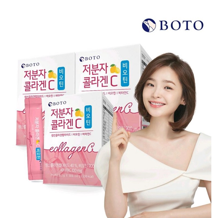 Bột Collagen Vitamin C Boto Trắng Da Căng Mịn 30 Gói Hàn Quốc