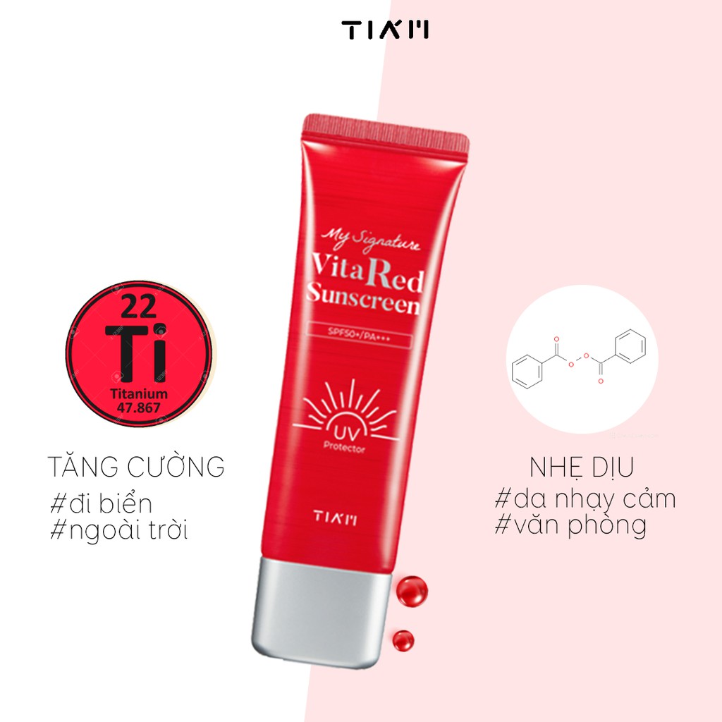 Kem chống nắng dưỡng trắng Tia'm My Signature Vita Red Sunscreen với SPF 50/PA+++ 50ml