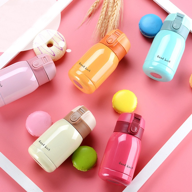 Bình Nước Giữ Nhiệt 360ml Bằng Thép Không Gỉ In Họa Tiết Hoạt Hình Dễ Thương Cho Bé