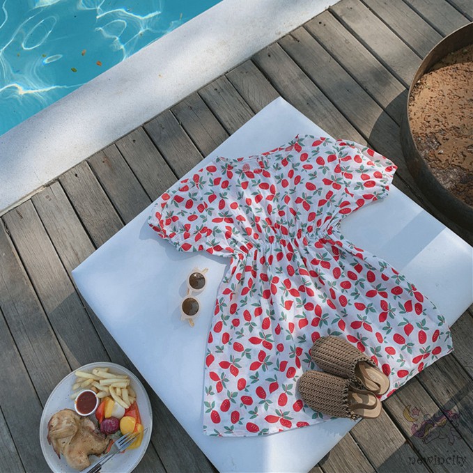 Đầm Bé Gái In Hình Quả Cherry