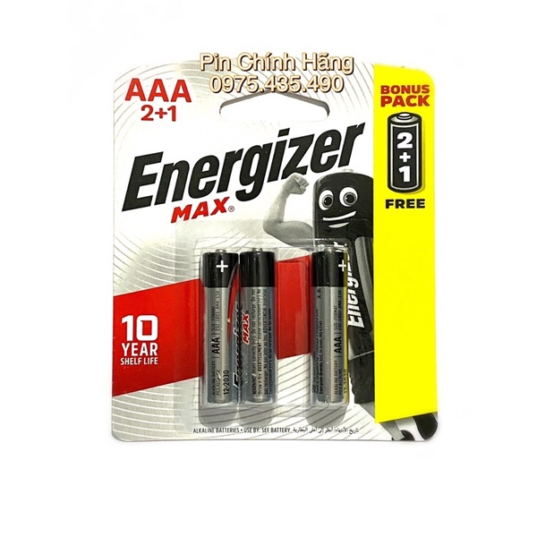 Pin AAA Energizer Chính Hãng DKSH 1 Vỉ 3 Viên E92BP3