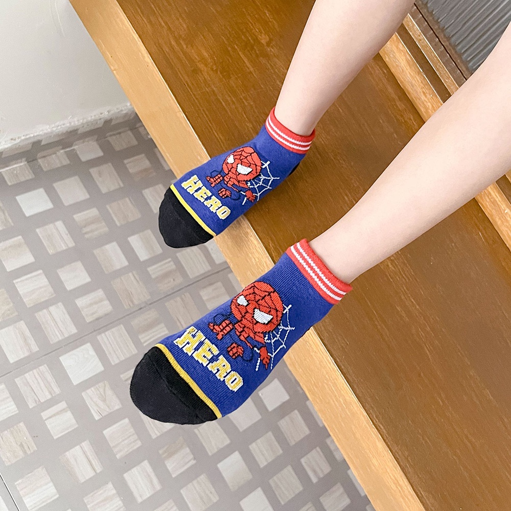 Set 5 Đôi Vớ Cotton Thoáng Khí In Hình Người Nhện Dễ Thương Cho Bé Trai