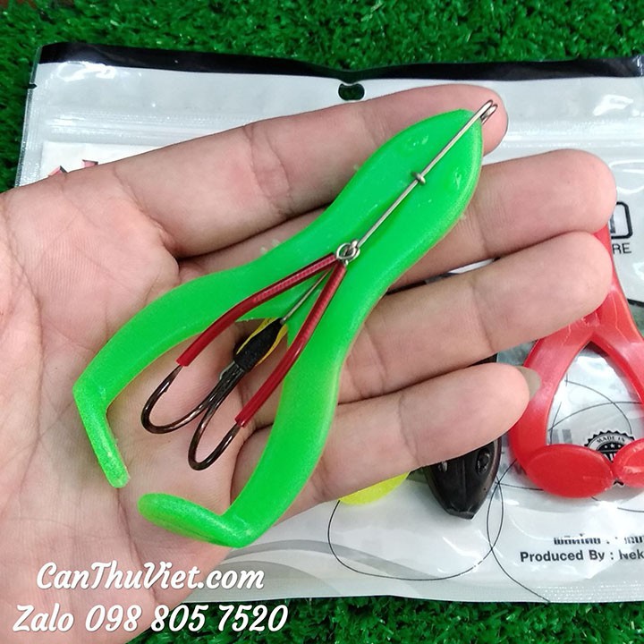 RIBBIT Set 5 con 1 lưỡi đôi mồi giả nhai lure câu cá lóc