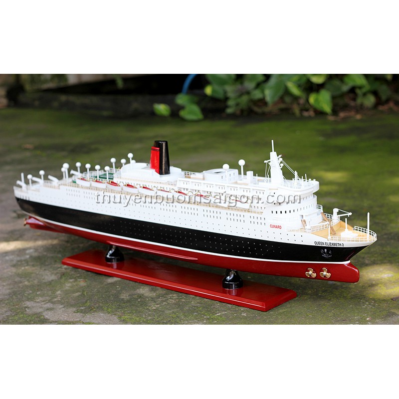 Mô hình du thuyền Queen Elizabeth 80cm gỗ tự nhiên, tàu du lịch chở khách trên biển, quà tặng cao cấp