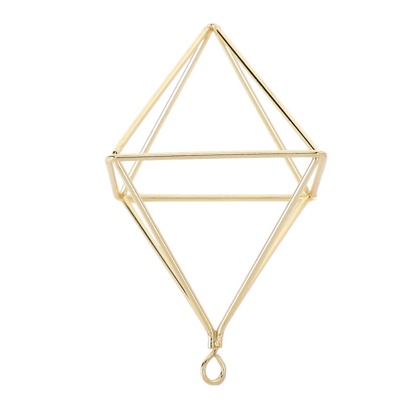 Máy trồng cây treo tự do Xích đu hình học Sắt rèn Tillandsia Cây không khí Giá đỡ kim loại hình tam giác Giá đỡ vàng