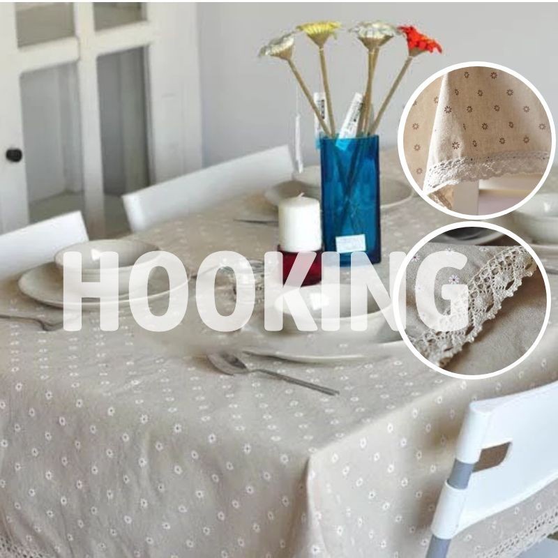 Khăn trải bàn cotton lanh chống bụi in họa tiết hoa cúc phong cách Bắc Âu sang trọng