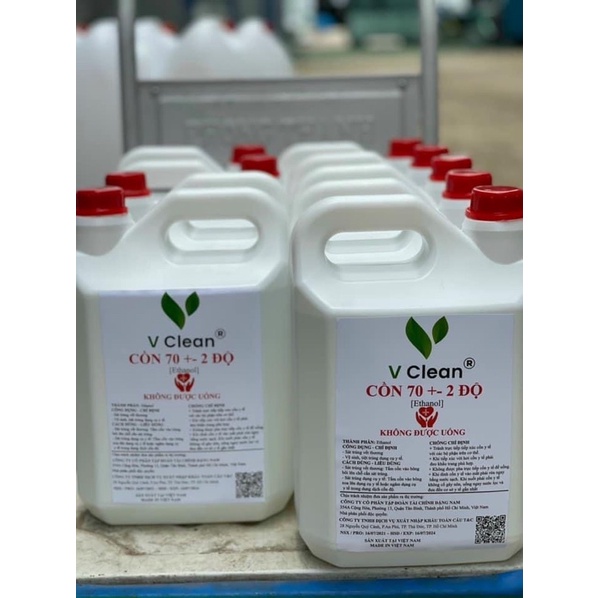 Cồn Y Tế Sát Khuẩn 70-90 độ can 5L lít VClean