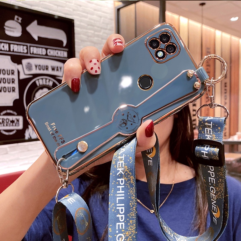 Ốp Điện Thoại Mềm Đính Đá Có Dây Đeo Cho Realme c25 c12 c25s c15 c21y