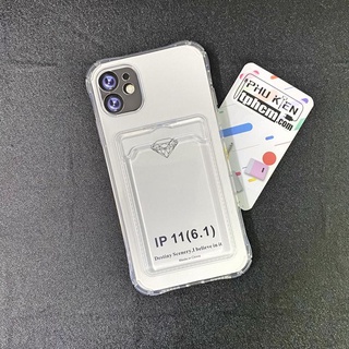 Ốp lưng iphone 11 dẻo trong suốt có khe đựng thẻ