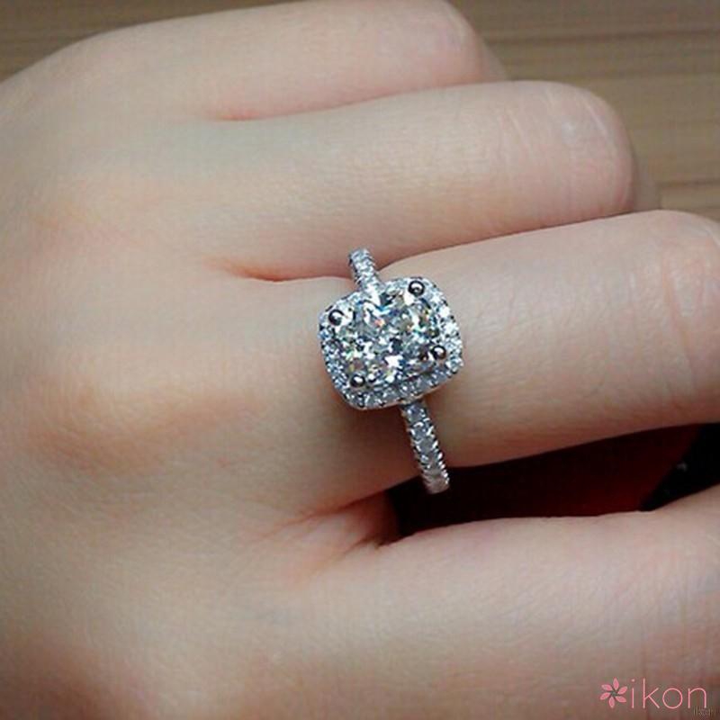 Nhẫn mạ bạch kim đính đá zircon thời trang cho nữ