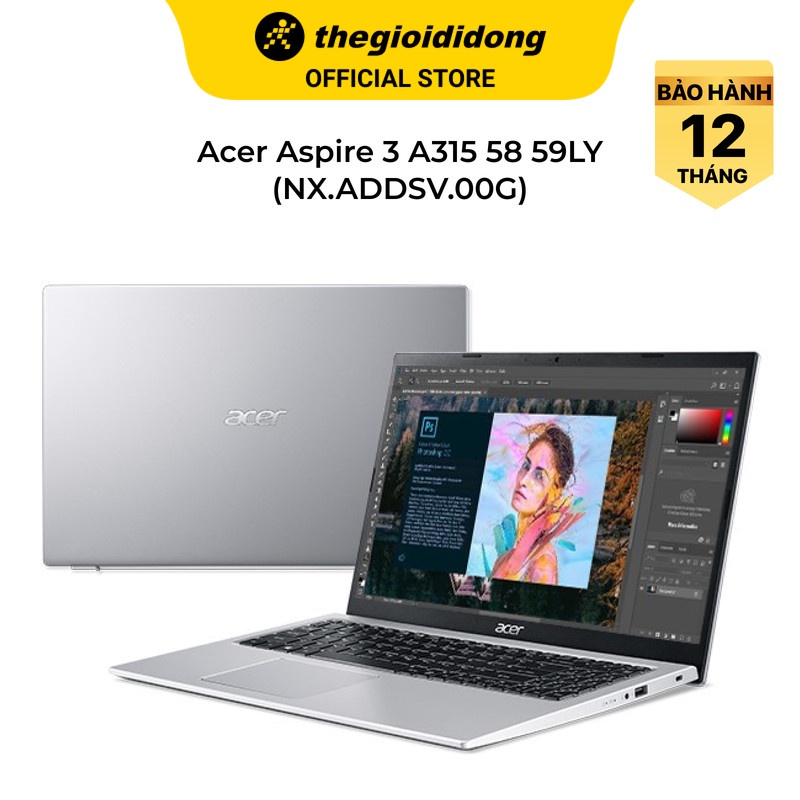 Laptop Acer Aspire 3 A315 58 59LY i5 1135G7/8GB/512GB/15.6"F/Win11//Bạc - Hàng chính hãng