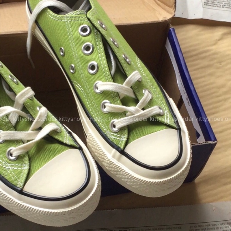 Giày Dây Dáng Convers Màu Xanh Lá Cây Phong Cách Nhẹ Nhàng Có Size Nam